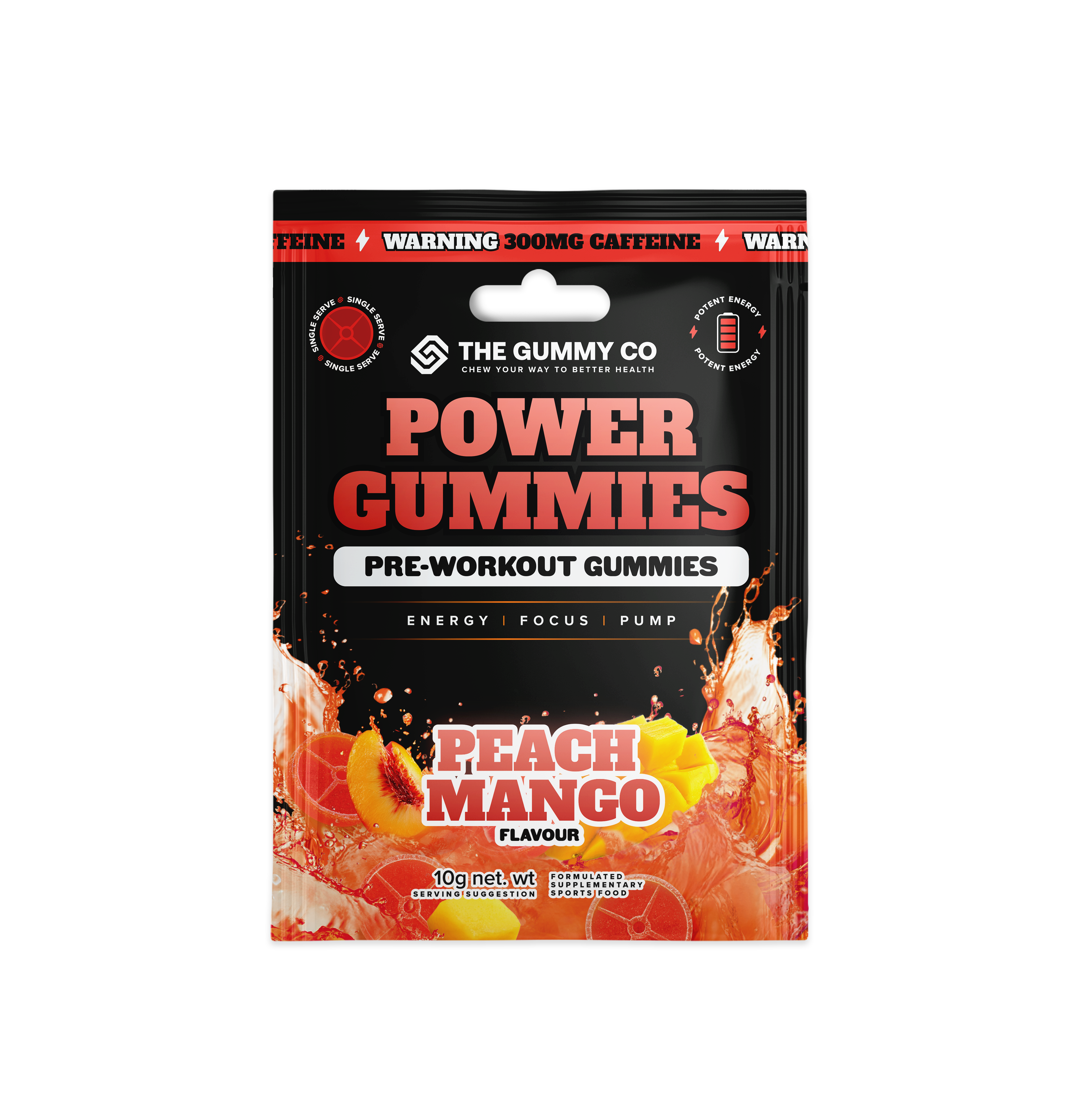 TGC POWER GUMMIES - VENDING Single Serve / PEACH MANGO