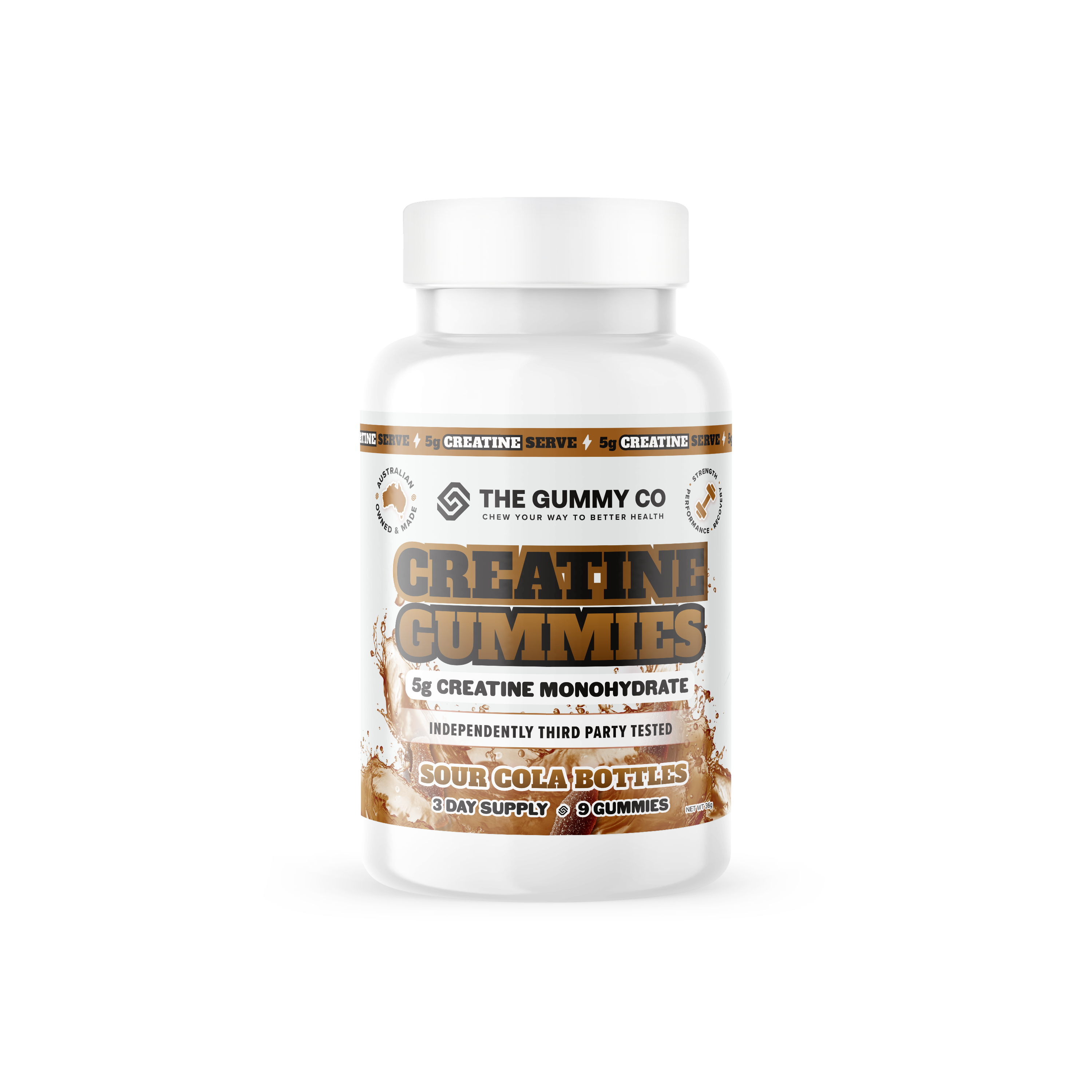 TGC CREATINE GUMMIES 3 Serve / SOUR COLA BOTTLES