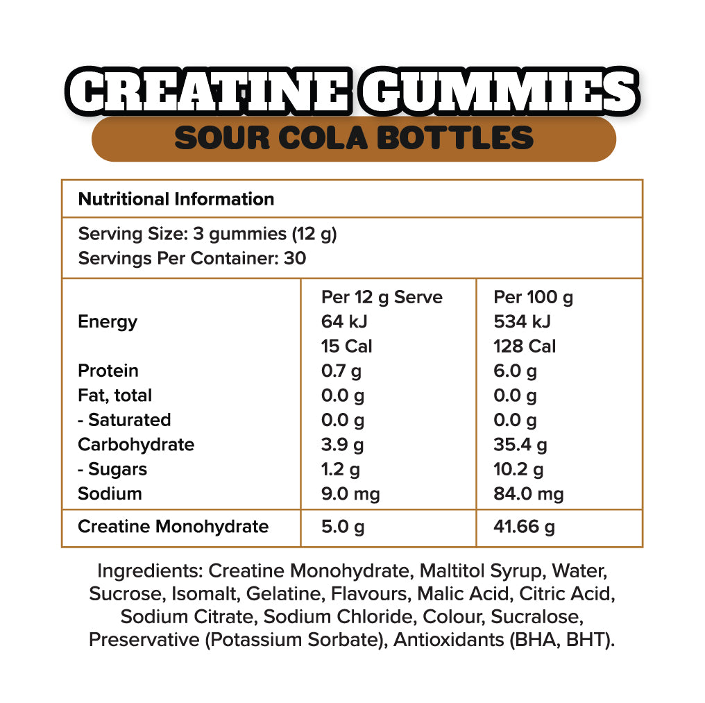 TGC CREATINE GUMMIES 30 serve / SOUR COLA BOTTLES