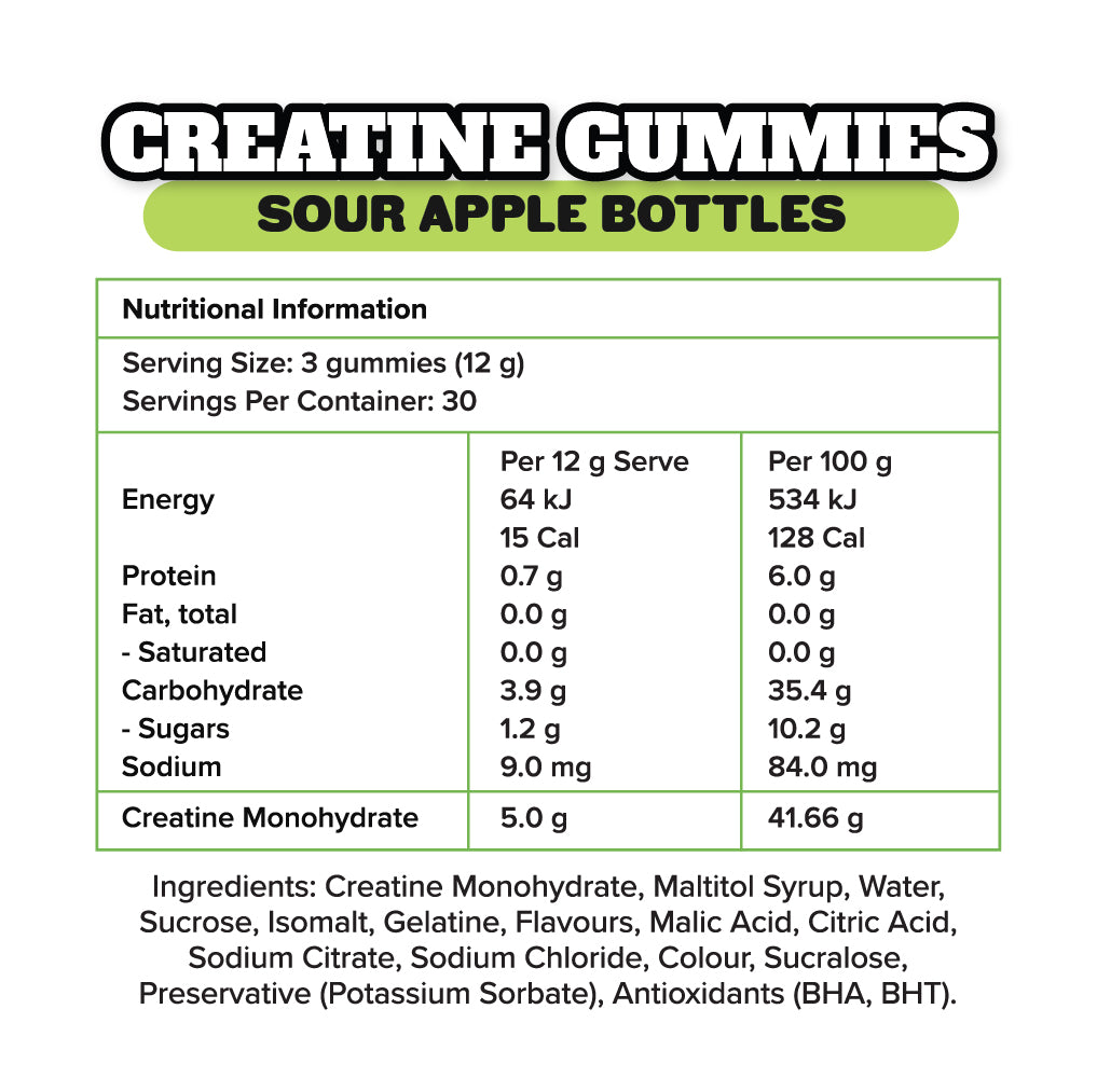 TGC CREATINE GUMMIES 30 serve / SOUR APPLE BOTTLES